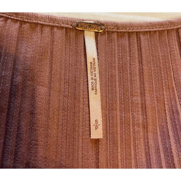 Free People "Cant Help It" Womens S Pullover Mini Dress -dusty pink Boho pleated - Picture 5 of 13